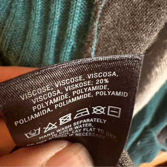 Sparrow by Anthropologie size L teal, grey and black hi low sweater - Picture 8 of 11